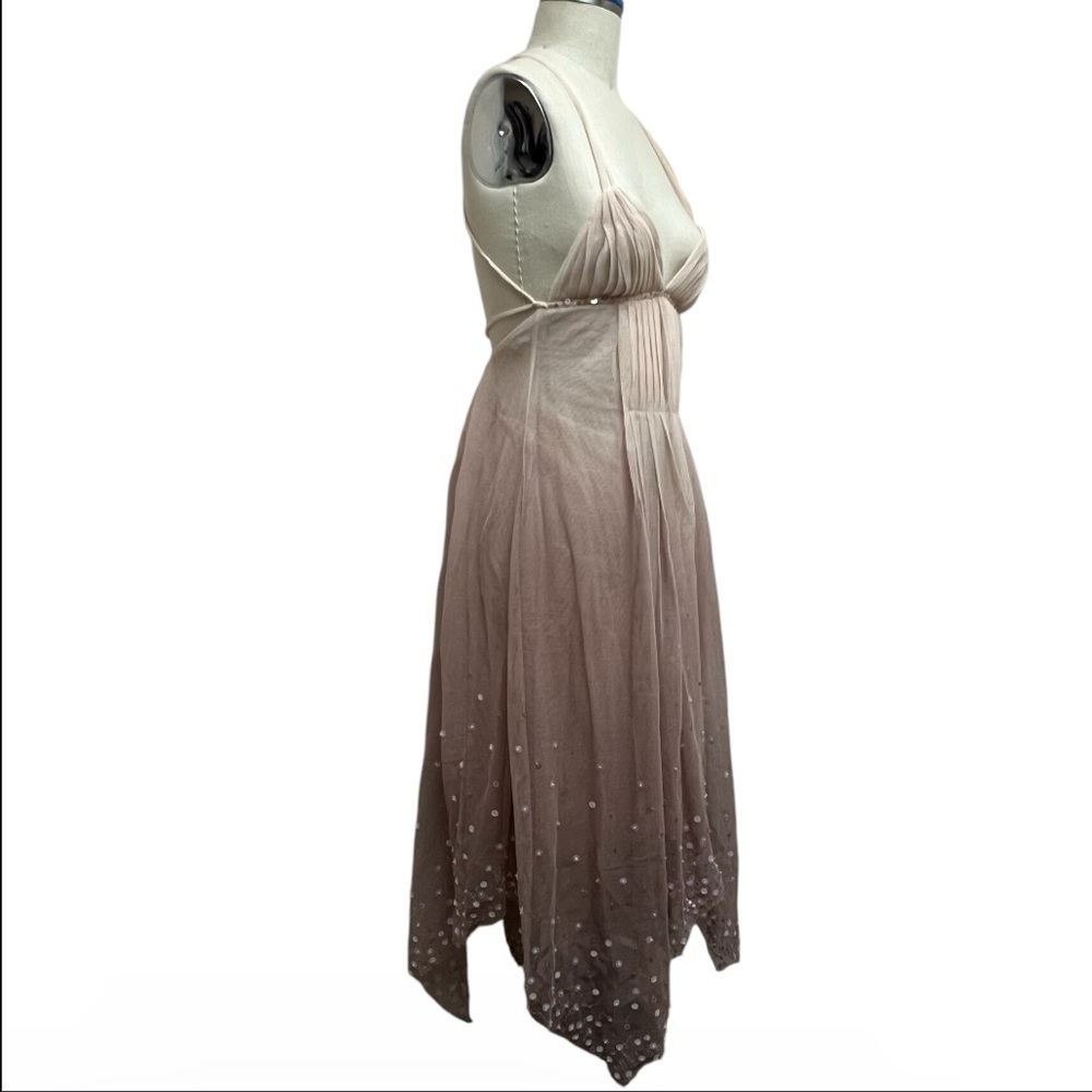 BCBGMaxAzria Gradient Sequin Handkerchief Hem Tulle Party Dress Size S
